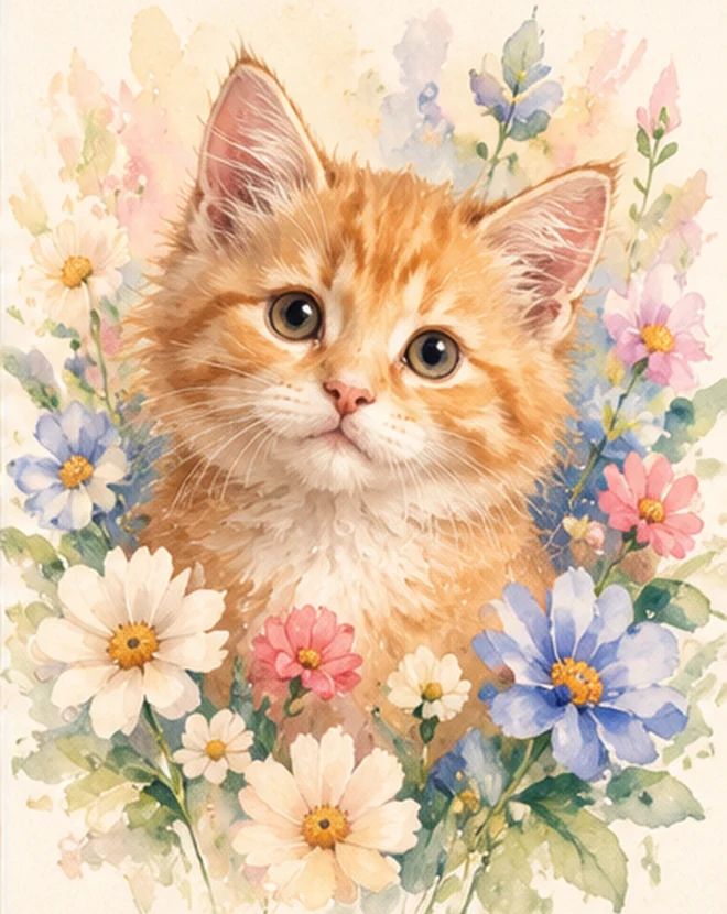 Sweet floral cat portrait example